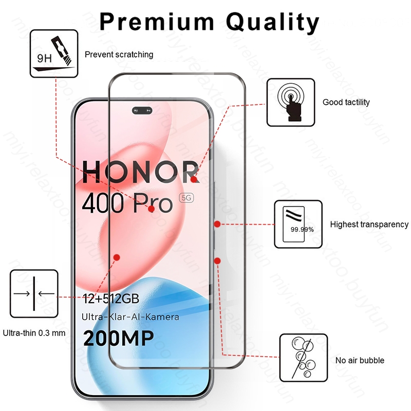 Protector de pantalla de vidrio templado curvo 6 en 1 9D para Honor 400 Pro 5G, cristal Protector de cámara en Honor400Pro Honor400 Honer 400