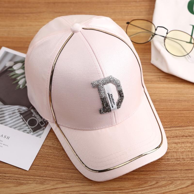 Nowe damskie robić koszykówki czapki damskie jednokolorowe na wolnym powietrzu regulowane białe różbyć winnym czarne haftowane damskie czapki letnie litery M/D Sunhat: 01 różowy