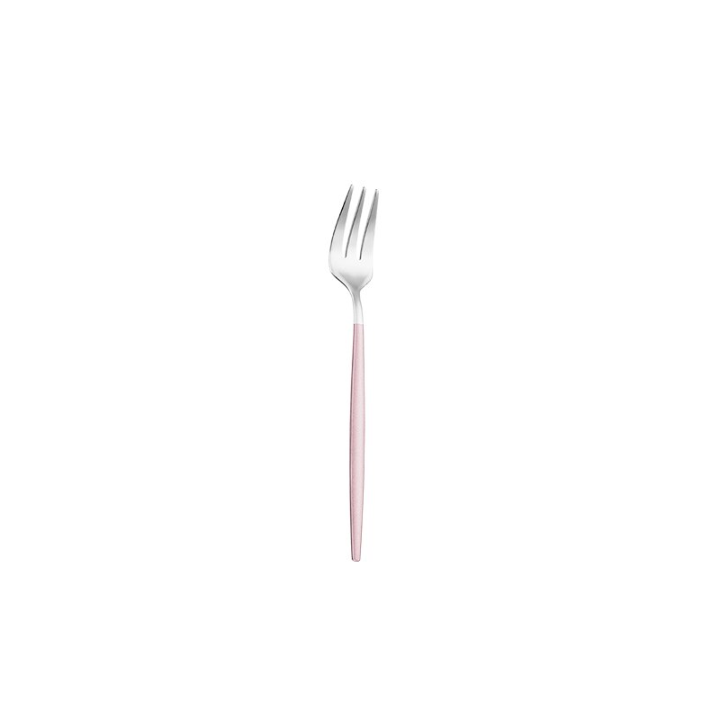 Kök rosa bestick servis set 304 rostfritt stål bestick hem gaffel sked kniv middag set lyx bestick set: Te gaffel