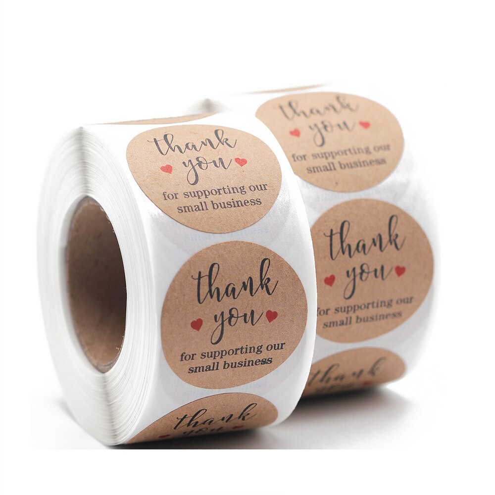 500pcs "Thank You For Supporting Our Small Business" Kraft Stickers Paper With Love Stickers For DIY Making Card Box