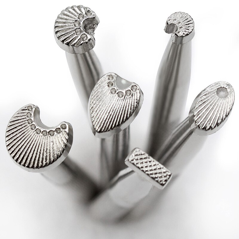 Combination Leather Stamp Tool Kit for Leathercraft Hand Working Patterns Stamping Set Carving Patterns Handmade Printing: 6 Pcs Set B