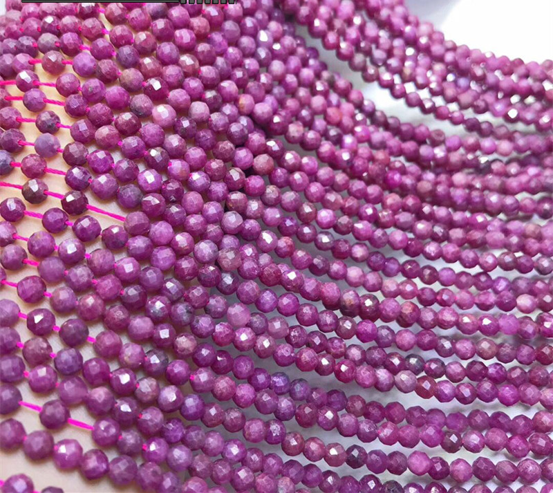 loose beads red Ruby round faceted 4mm 14" for DIY jewelry making FPPJ beads nature gem stone