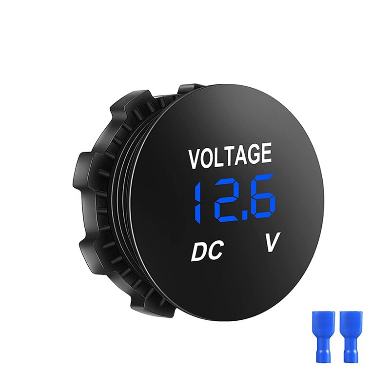 DC 12V-24V Waterproof Voltmeter with LED Digital Display Tester Gauge Meter Voltage for Marine Boat Vehicle ATV UTV Motorcycle: Blue