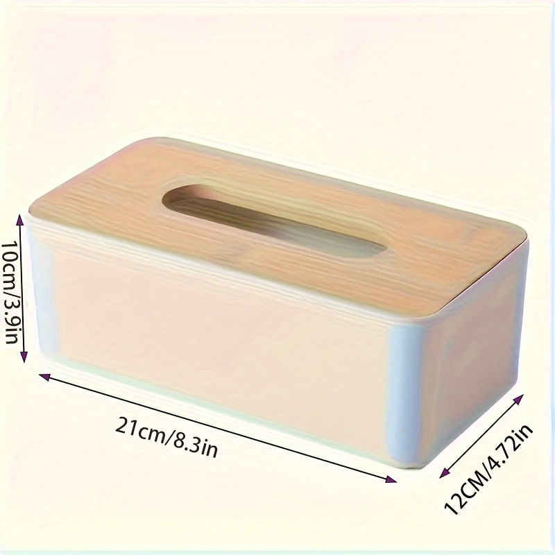Taschentuchbox mit Kunststoffbasis und Bambusdeckel, für Einweggewebe. Ein eleganter Aufbewahrungsspender für Zuhause und Büro: Ursprünglich Titel
