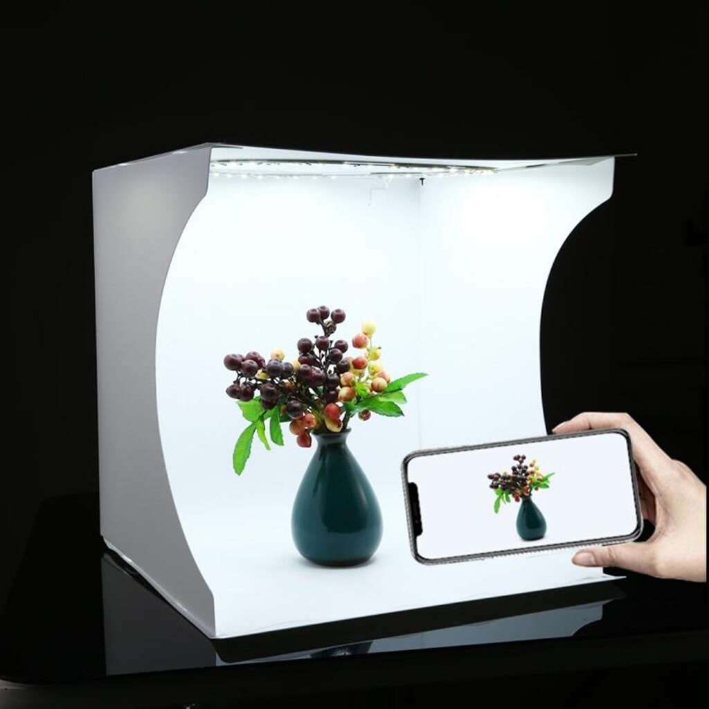 Mini tienda de estudio fotográfico plegable, caja de luz portátil para estudio de fotografía, carpa de luz LED de 31cm x 31cm x 32,7 cm, 6 fondos