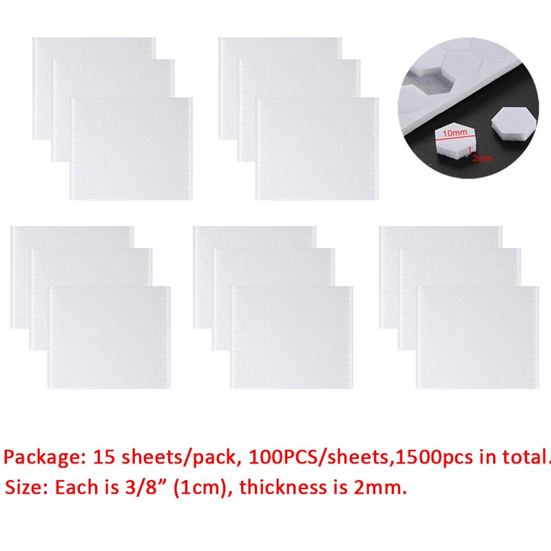 Hexagon 3D Double-sided Adhesive Foam Dots 10mm/6.4mm Width For Paper Shaker Card Making Crafts Cardstock Scrapbooking Supplies: 15sheets 10mm