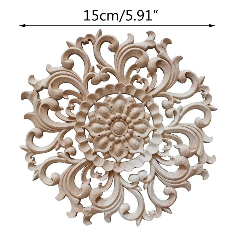 Fashion2Pcs Rubber Hout Ornament Carving Venster Kastdeur Meubels Hoek Decoratie Diameter 15Cm