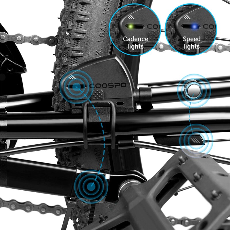 Coospo bk805 cykel hastighet &amp; kadenssensor trådlös vattentät bluetooth och ant+ cykeldelar till zwif wahoo garmin