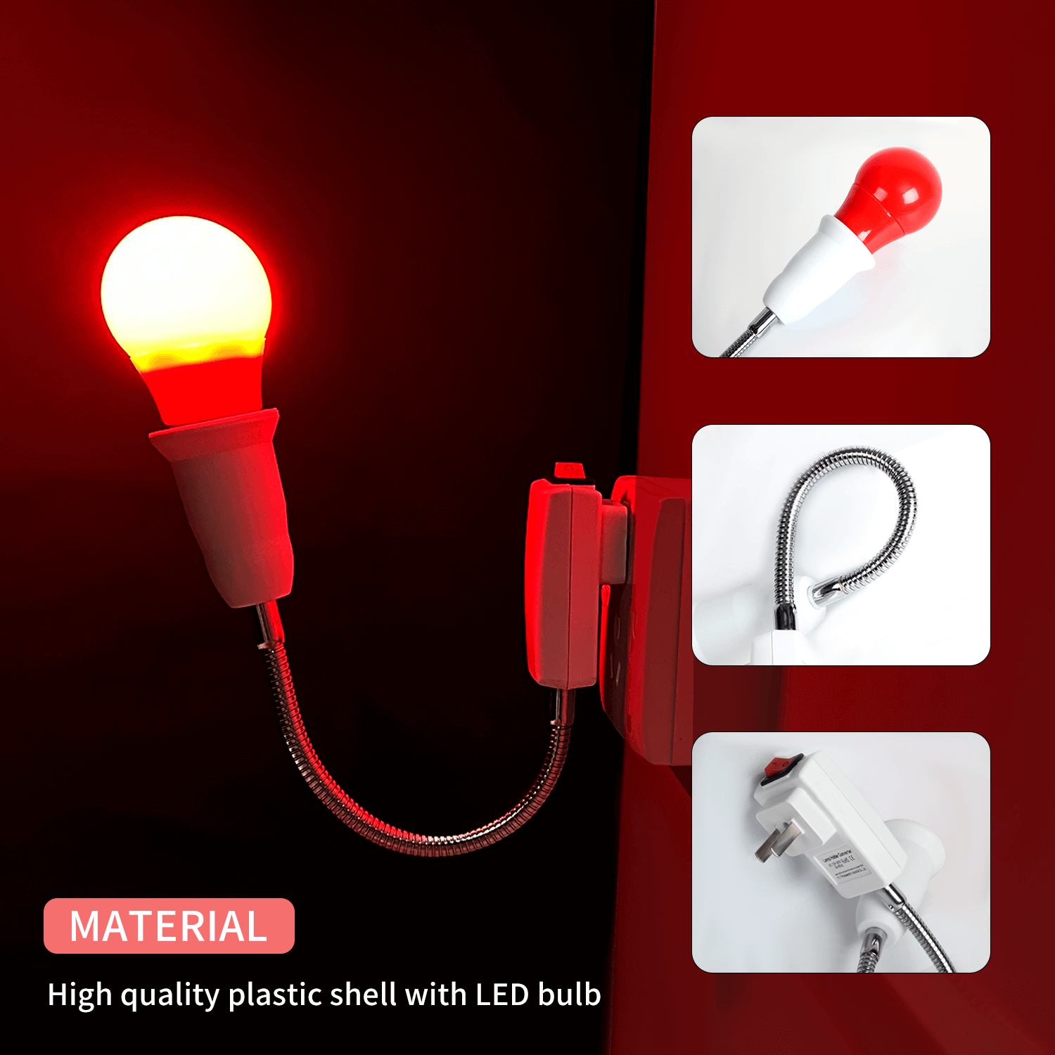 Dunkelraum-sicher-Lichtlampe mit Schalter, 360-Grad-Zauberstab-Schreibtischleuchte, E27, LED, Schraubmund, UK/uns/EU-Stecker
