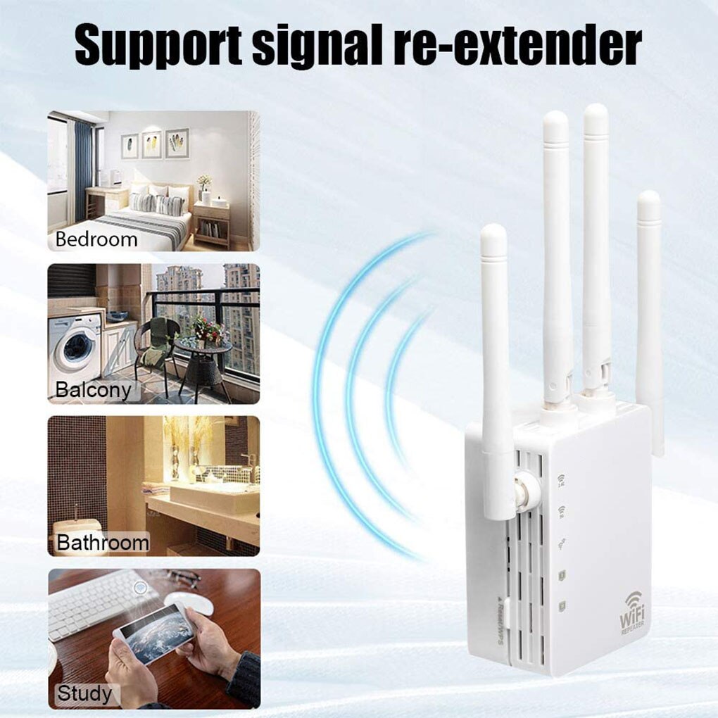 Dual Band 4 Antenna Wifi Repeater 2.4G 5G Wifi Signal Extender Booster Wireless Signal Amplifier