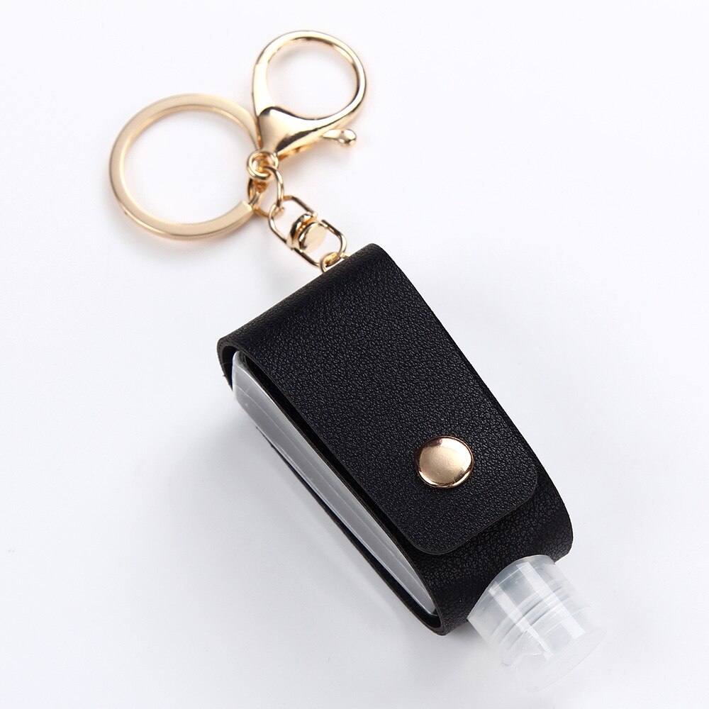 1PC Mini Empty Portable Hand Bottle Keychain Holder Reusable Bottle Hand Washing Gel Storage Bottle with Keychain: Black