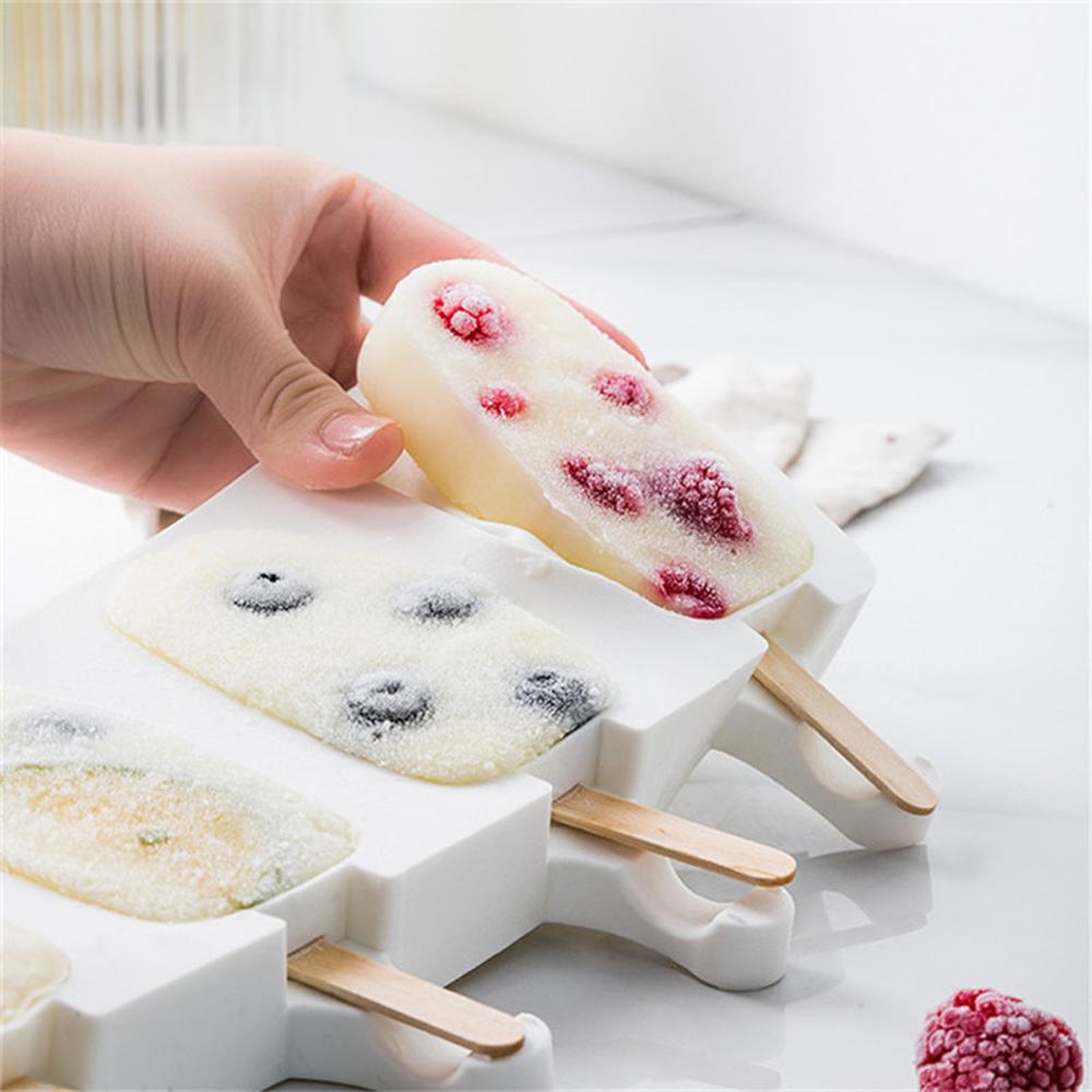 Moldes de silicona para helados de 4 celdas, moldes de cubitos de hielo para hacer polos, para congelador casero, DIY
