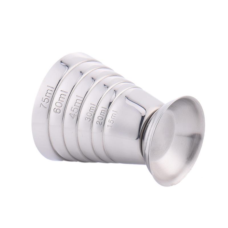 Bar Jigger Shot Measure Cup 75ML Stainless Steel Double Tone Glass Measuring Cup Cocktail Bar Party Wine Cup