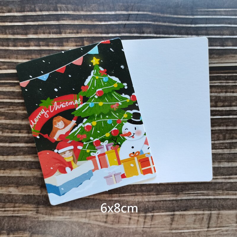 50pc/lot Christmas Snowman Deer Merry Christmas Small Message Card Writable Card 6x8cm decoration card: 17