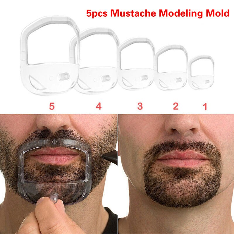 Kit barbe 5 pièces hommes outil modèle Guide moustache barbe barbiche rasage barbe brosse Shaper Style hommes blaireau