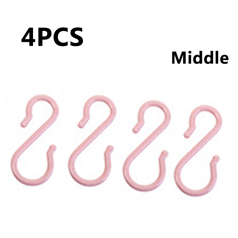 Opbevaring kroge kroge 3 farve opbevaringsartikler s formet plast multifunktion 1 sæt bøjle bøjler kroge til hjemmet forsyninger: Lyserød midten