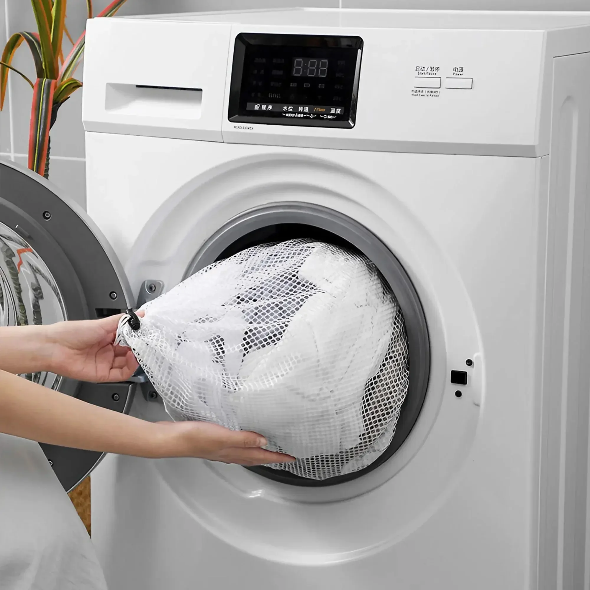 Mesh waszak - wasbaar in de machine, reizen en wasgoed, met trekkoordsluiting voor blouses, kousen en ondergoed