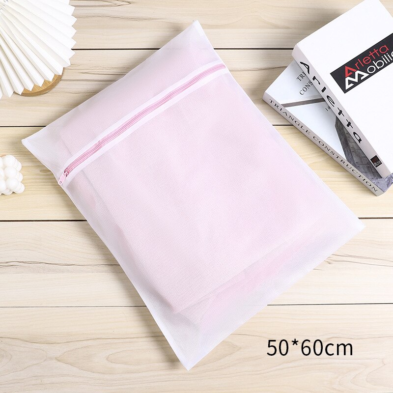 Zipper Mesh Laundry Bag Household Anti-deformation Washing Machine Washing Bag Shoes Airing Dry Tool Underwear Bra Washing Bag: Laundry bag 50X60cm