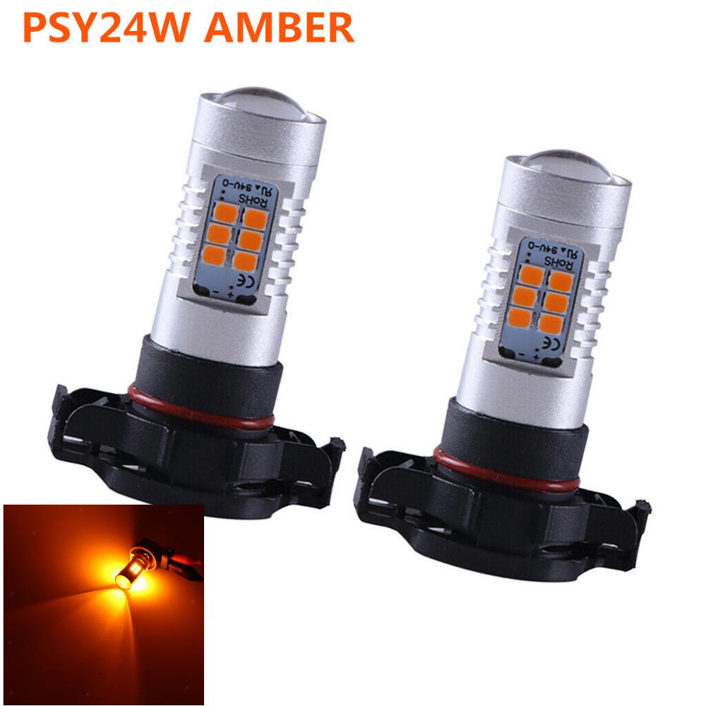 Hoge Heldere PSY24W (PG20-4) 21W Amber Oranje Led Upgrade Indicator Gloeilampen/Front Knipperlichten Canbus *** Universal