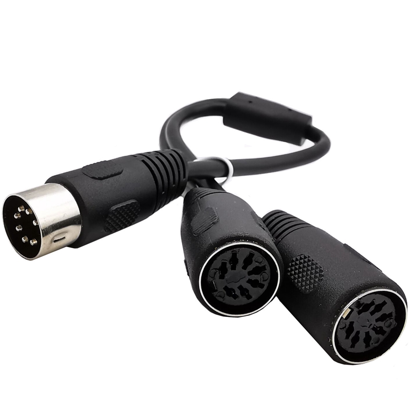 DIN 7-Pin MIDI Cable Splitter Y Adapter 7-Pin Male to 2 Female 0.25M Cable