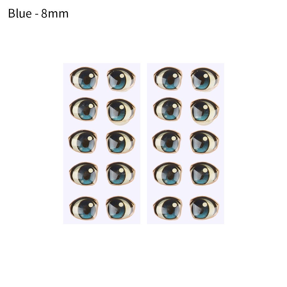 10 Pair Cute Cartoon Eyes Stickers Boy Anime Figurine Doll Face Organ Paster Decals DIY Glass Eye Chips Paper Doll Accessories: antique silver