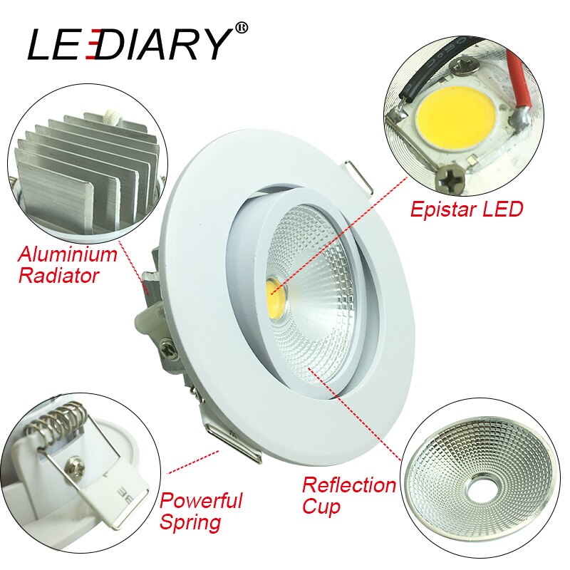 LEDIARY Round Recessed LED Ceiling Downlights 75mm... – Grandado