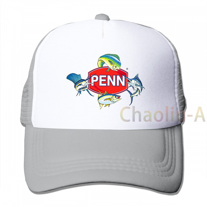 Nuovo Popolare PENN QUATTRO PESCI FISHINGER BOBINE di berretto Da Baseball delle donne degli uomini Trucker Cappelli di modo cappuccio regolabile: 3-Gray