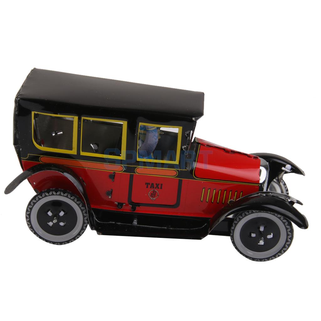 Wind Up Taxi Model Toy Collectible Black and Red