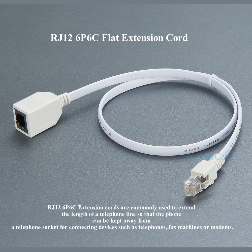 RJ12 6P6C Stecker auf Buchse Verlängerungskabel Stecker (6P6C) auf RJ12 Buchse (6P6C) Flachverlängerungskabel
