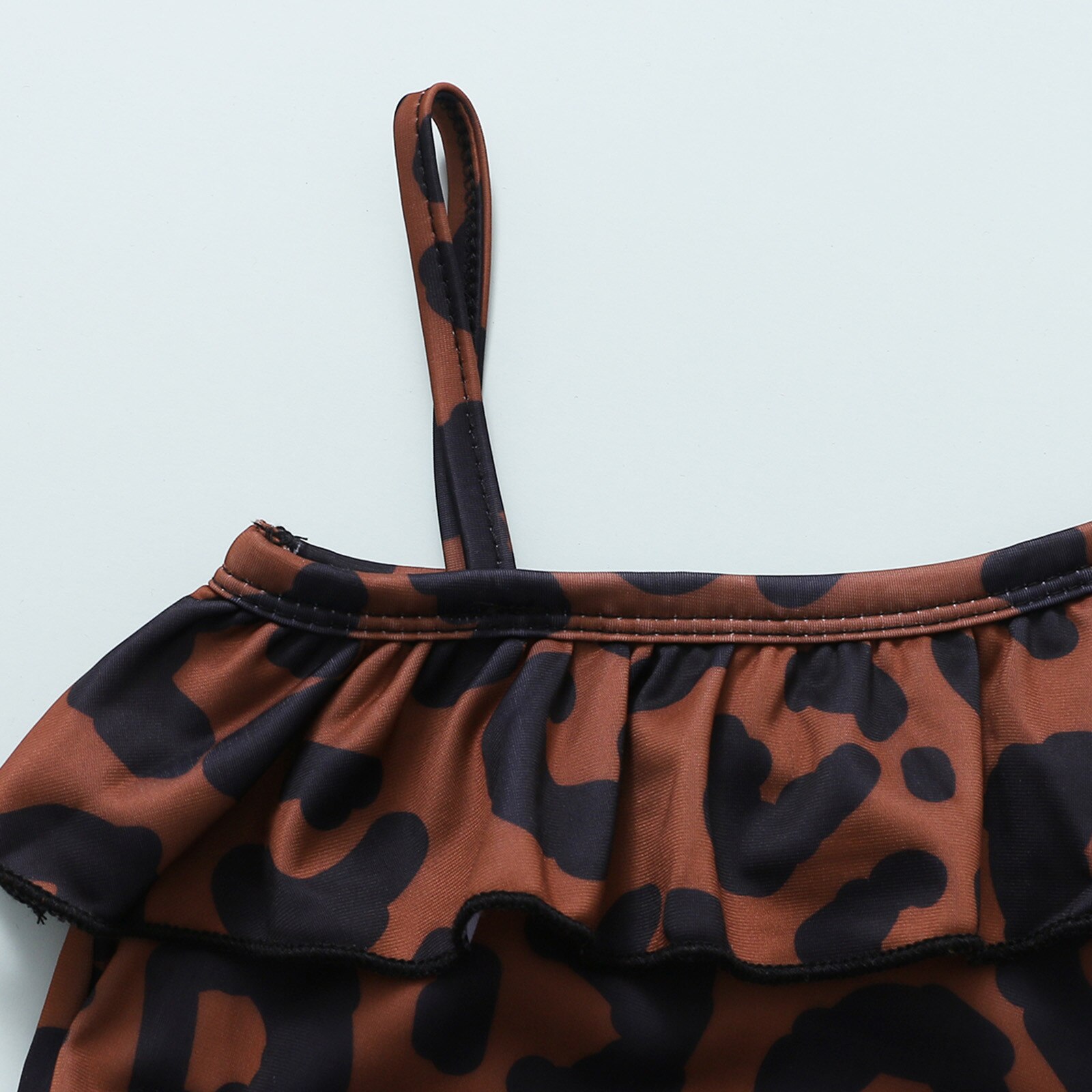 Toddler Baby Girls Swimsuit Cute One Piece Leopard Printed Ruffles Bikini Children Summeswimwear Trajes De Bano Para Ninas