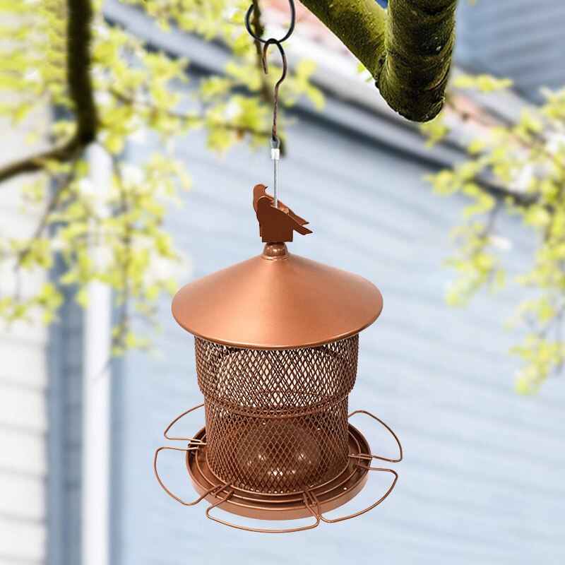 Retractable Outdoor Hanging Metal Bird Feeder Squirrel Proof Full Iron Large Wild Birds Seed Feeders for Garden Yard Outside
