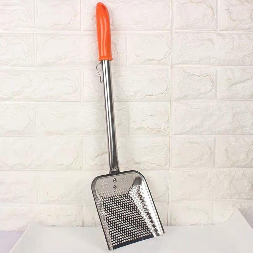 Rvs Lange Houten Handvat Afvoer Schop Verdikking Koken Spatel Turner Gebakken Vis Brood Vlees Klem Spade Kitchen Tools