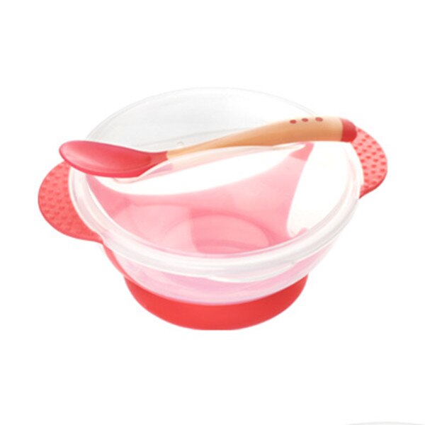 Baby Bowl Set Training Bowl Spoon Tableware Set Dinner Bowl Learning Dishes With Suction Cup Children Training Dinnerware: Pink