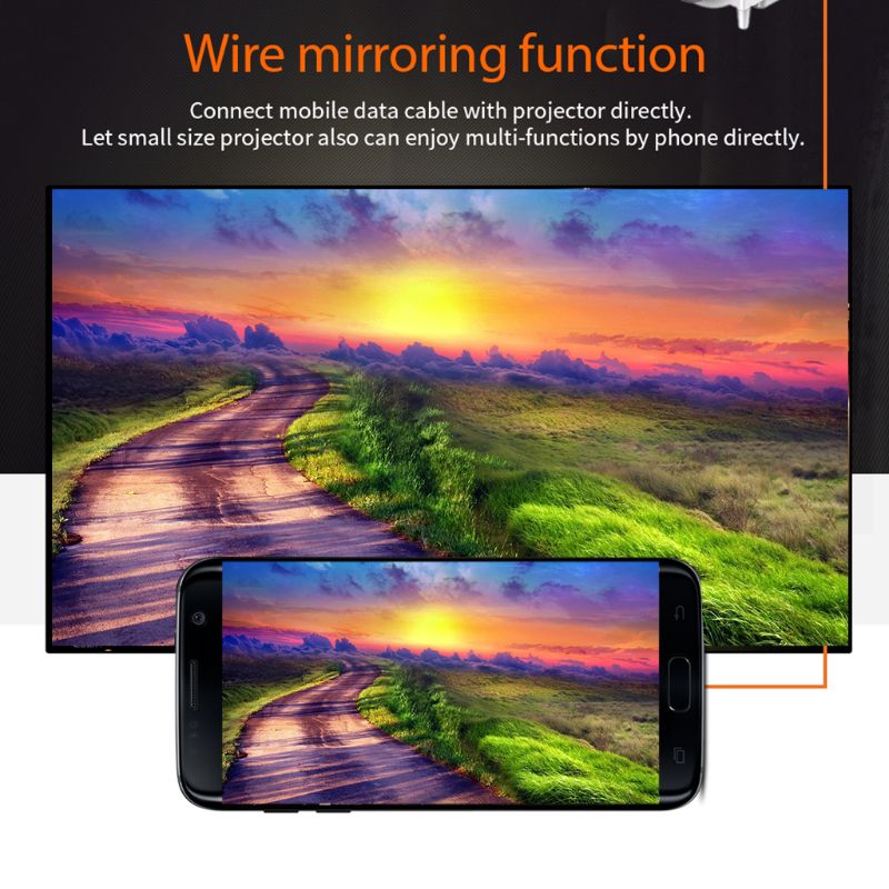 UC28C Mini Portable Video Projector 16:9 LCD Projector Media Player Black for Smart Phones Home Theater Cinema Office Supplies