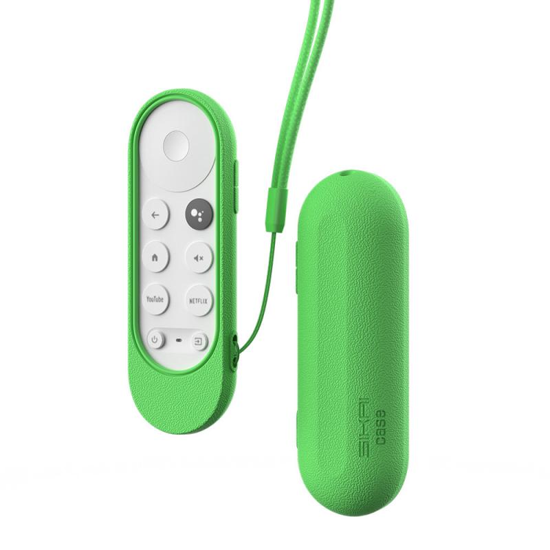 til chromecast stemme fjernkontroll med sløyfe silikon etui til chromecast til -google tv stemme fjernkontroll støtsikker beskyttelsesdeksel: Lysende grøntgrønt