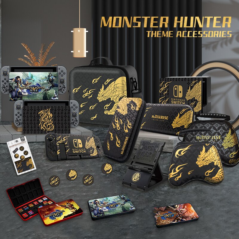 Tapa de balancín con interruptor, paquete de protección del tema Monster Hunter, película de acero, funda de mango, paquete de protección completo