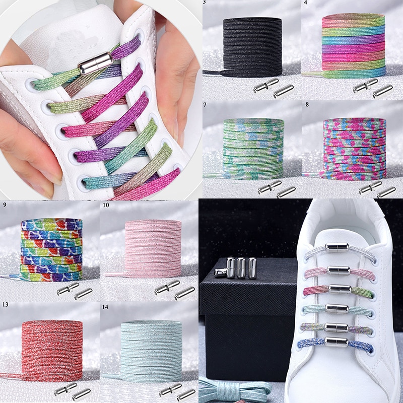 Dovne snørebånd elastiske farverige flade snørebånd uden slips snørebånd børn voksne sneakers dovne snørebånd one size passer alle sko