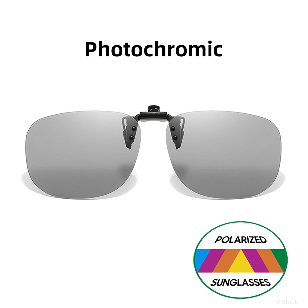 VIVIBEE Flip Up Clip On Sunglasses Polarized Men Square UV400 Photochromic Night Vision Women Classic Mirror Clips: WHITE / PURPLE