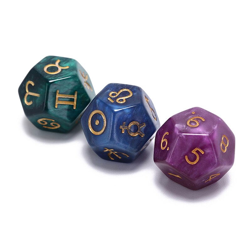 3Pcs 20 Mm Astrologische Dobbelstenen Set Multi-Facet Resin Dice Voor Constellation Games Entertainment