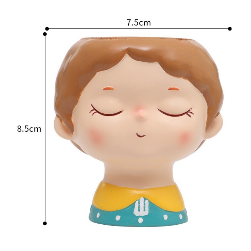 Bloempot emaille schattig cartoon meisje bonsai vetplant bloempot bureau handwerk decoratie accessoires m: A2