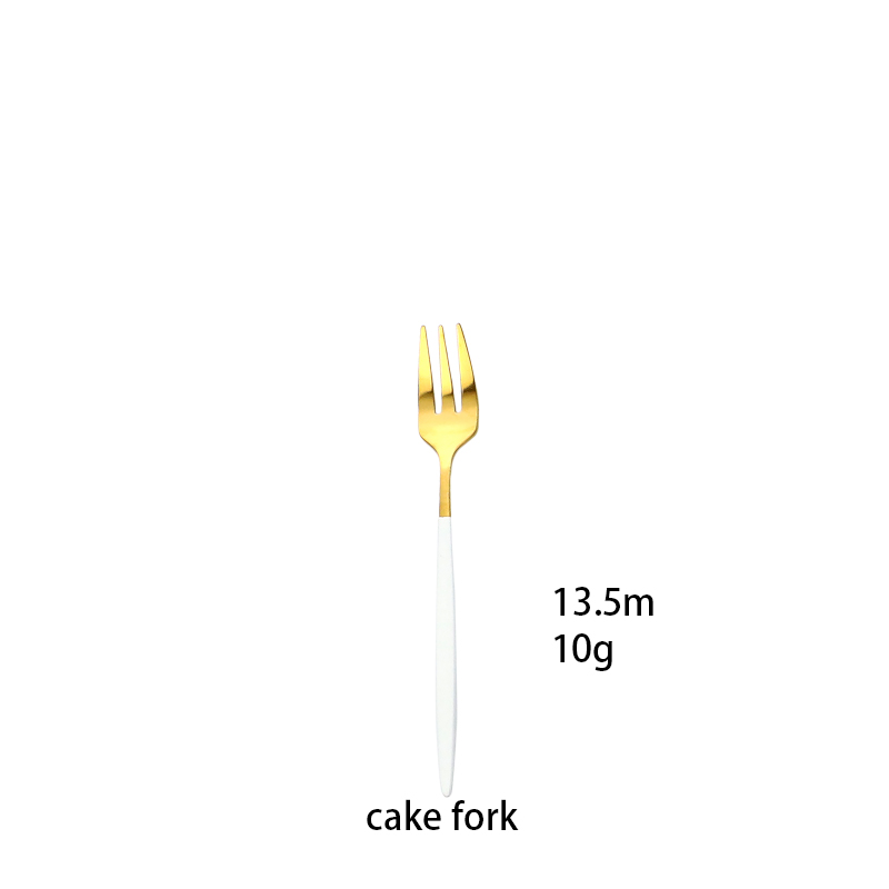 White Gold Flatwar Fork Knife Spoon Set Cutlery Tableware 1pc Dinning Table Steel Kitchen Complete Dinner Set for: Cake fork