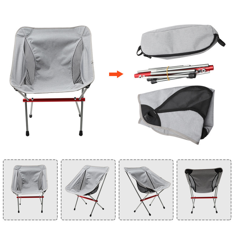 Ultralight Outdoor Folding Camping Chair 150KG Load Aluminiu Alloy Moon Chair For Fishing Picnic BBQ Beach Garden Yard Chair