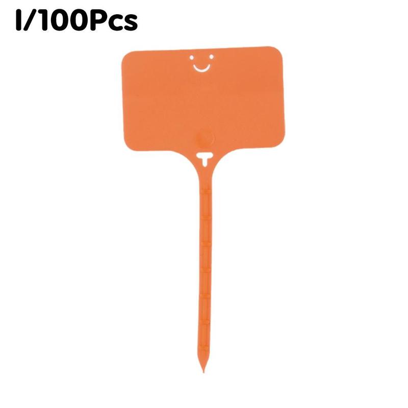 100PCS Garden Plastic Plant Labels T-Type Tags Waterproof Re-Usable Markers Record Plate Flower Vegetables Potted Sign Stakes: I