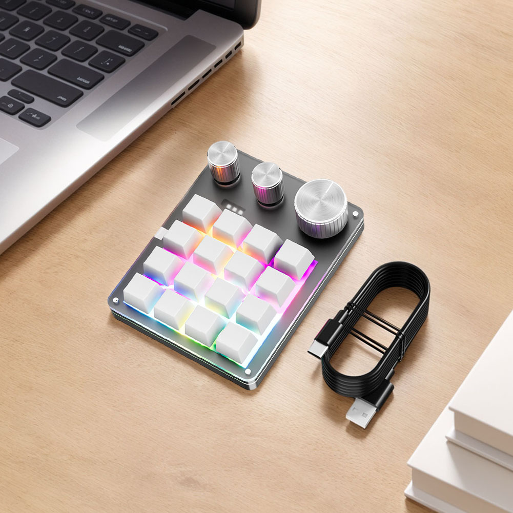 16 smakebit 3 knotter enhåndstastatur rgb ledet-bakgrunnsbelysning type-c kablet mekanisk tastatur trådløst tastatur til pc-datamaskinspilling