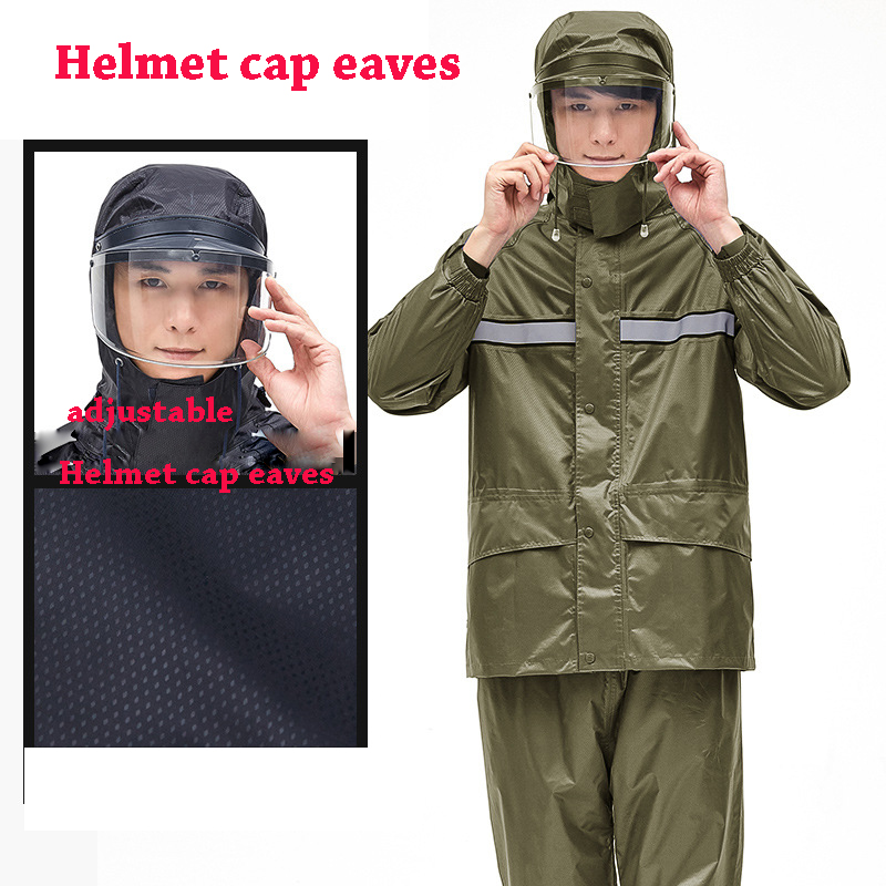 Motorcycle rider Raincoat Suit Impermeable Women/Men Helmet cap eaves Moto Poncho Motorcycle Rainwear Hiking Fishing Rain Gear