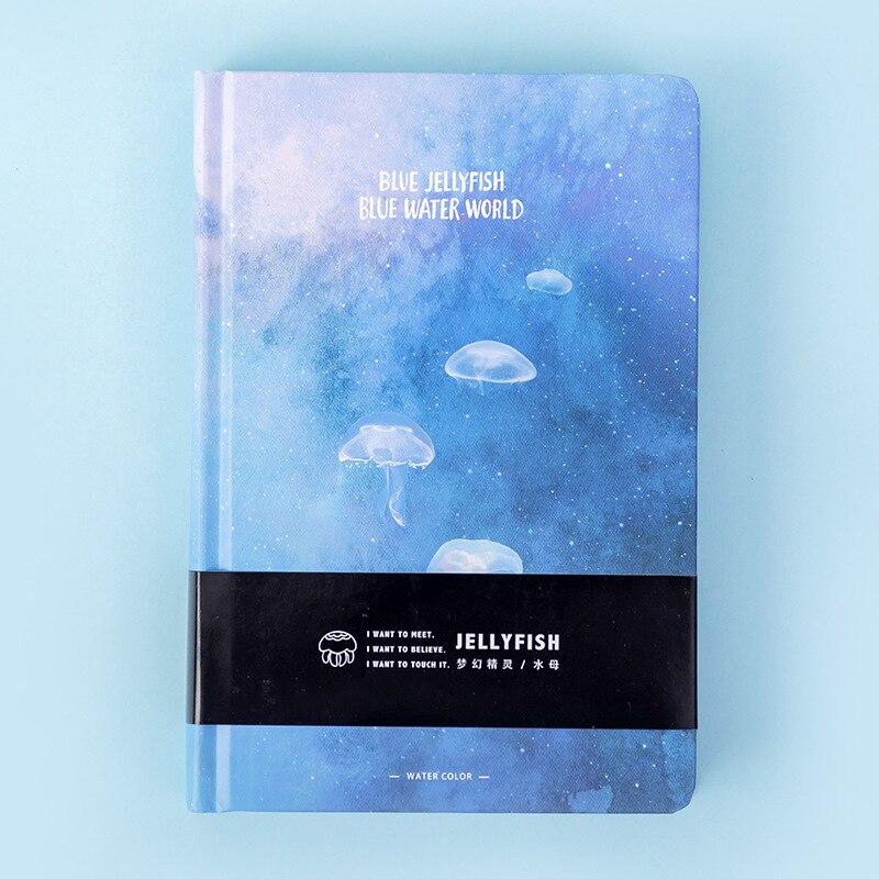 2022 Blue Jellyfish Notebook A5 Blank Color Art Drawing Papers Journal Hard Cover Note Book Korean Stationery: A
