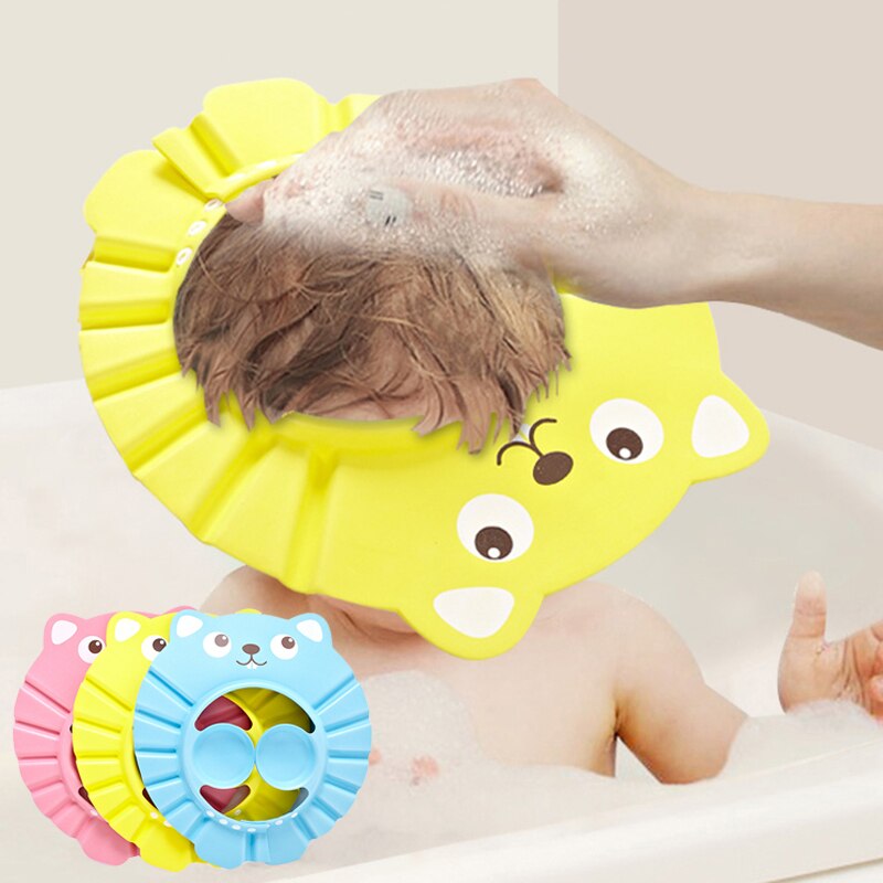 Baby Shower Cap Cartoon Waterdichte Shampoo Cap Verstelbare Veilig Wash Hair Shield Kids Peuter Bad Hoed Bescherm Ogen oren