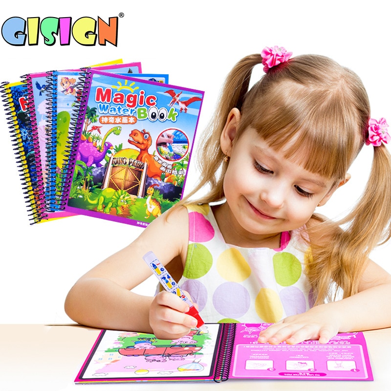 Cartoon Magie Wasser Zeichnung Buch Färbung Malerei Montessori Spielzeug Für Kinder Magic Pen Zeichnung Bord Eduactional Kinder