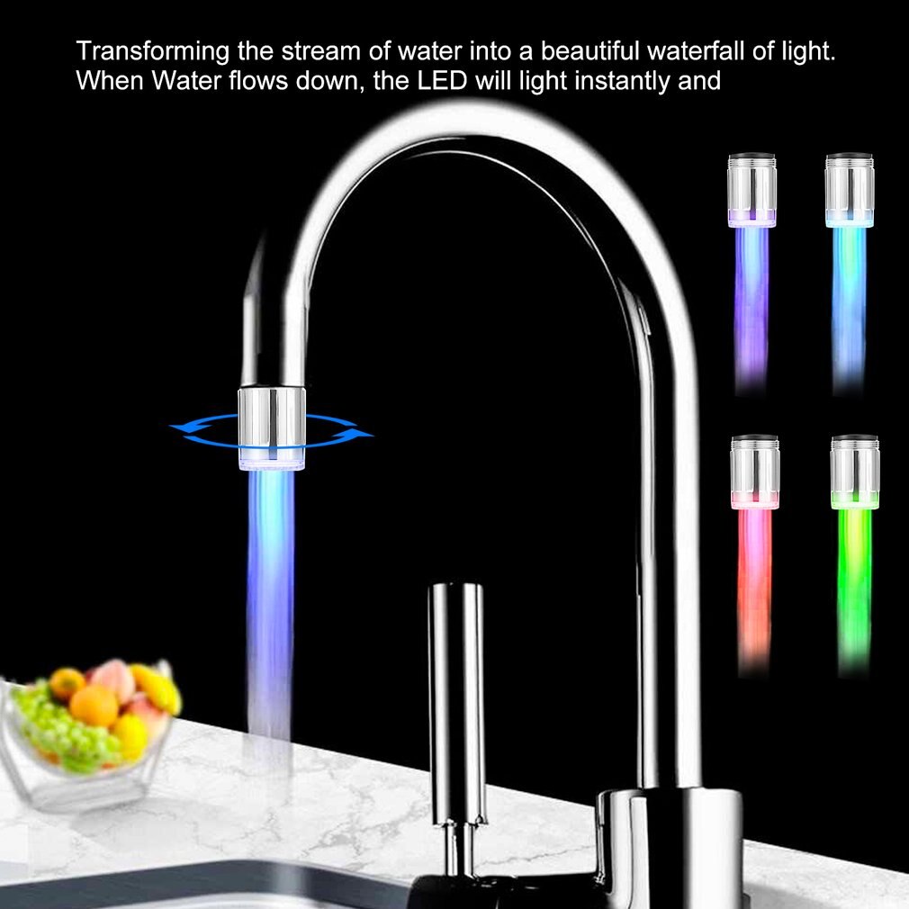 Led Light Water Kraan Tap Glow Douche Keuken Badkamer Rgb/Multi Kleur/Blauw Licht Gewicht: multicolor