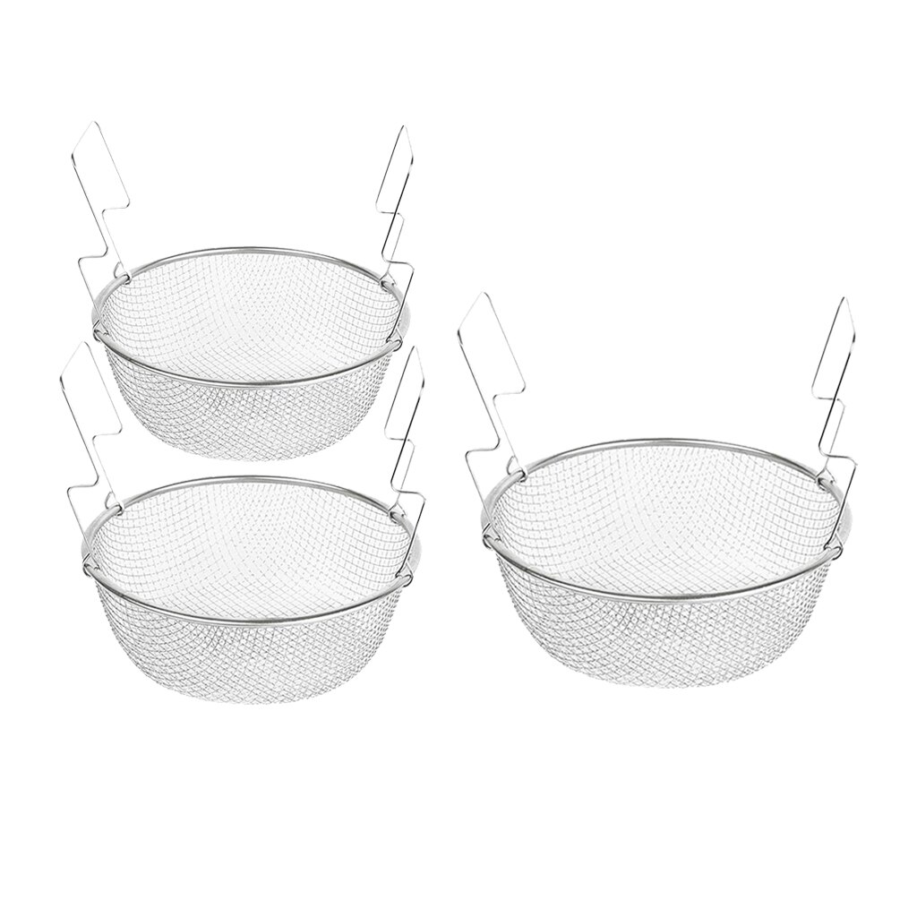 Round Stainless Steel Fried Basket Mesh Strainer Frying Chicken Chips Colanders Kitchen Strainer Basket Mesh Food Strainer